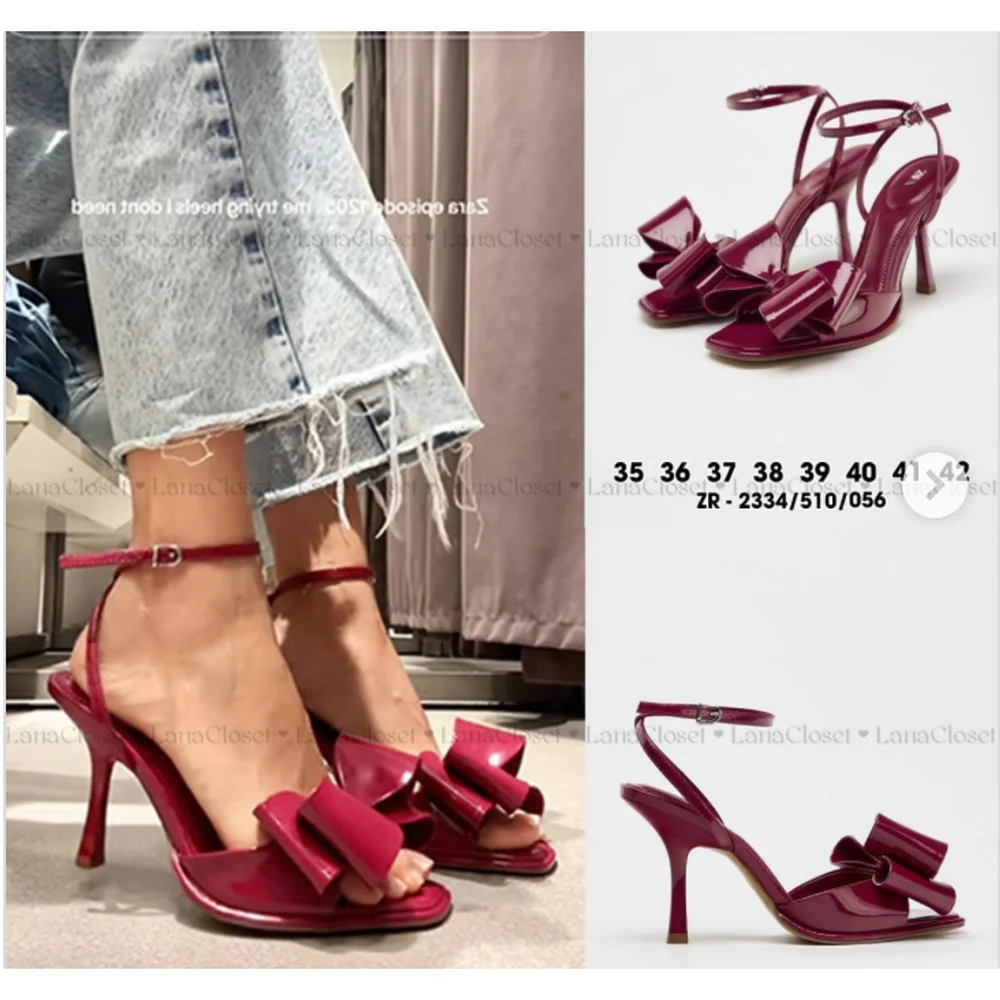 Zara Patent Effect Bow Sandals Size 39 - Picture 6 of 11